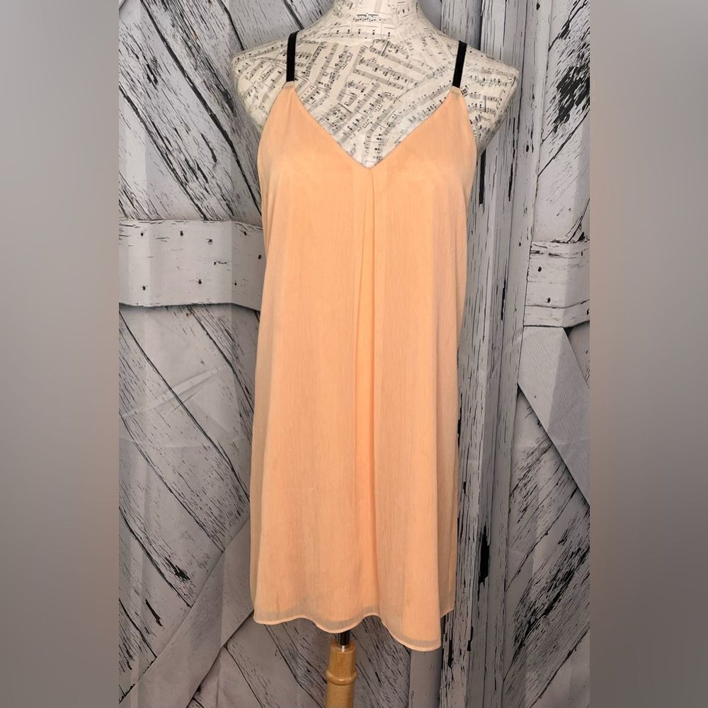 Alice + Olivia Kirby Slip Dress Chiffon w/Leather Straps S